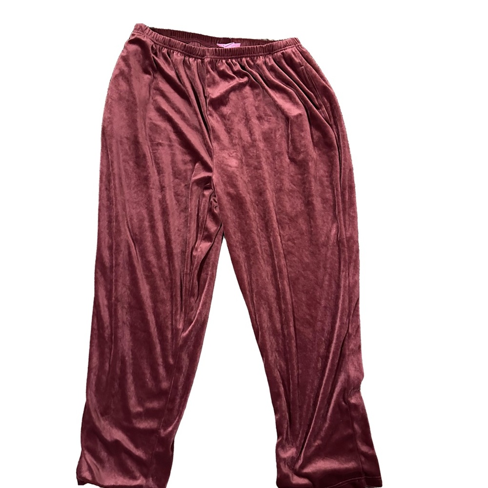 Women Within Velvet Lounge Pants in Rich Burgundy Size: 1X